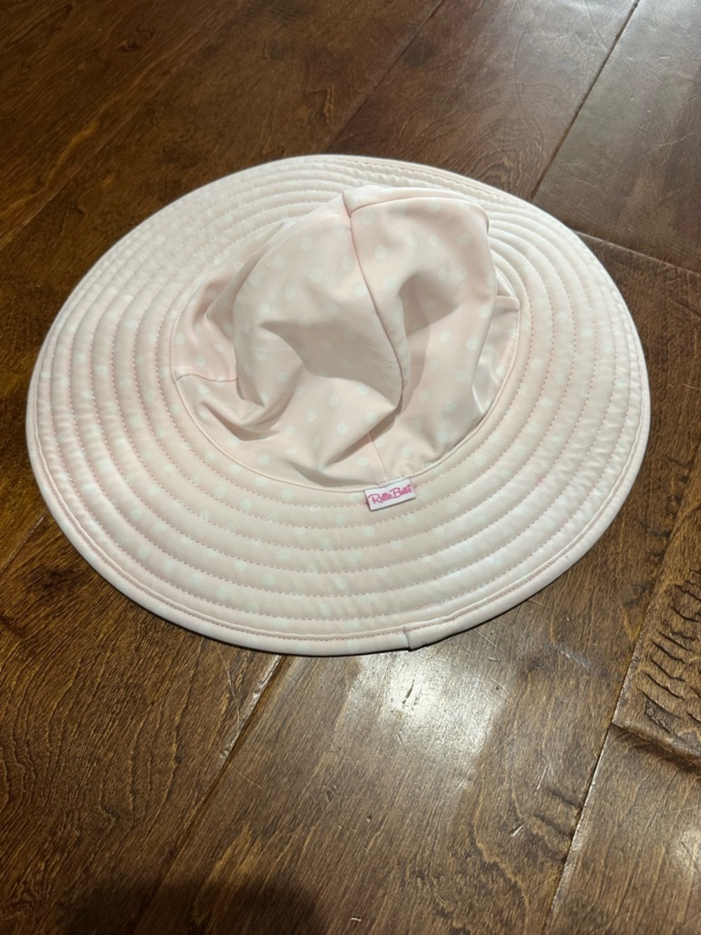 Ruffle Butts Light Pink Polka Dot Wide Brim Sun Hat